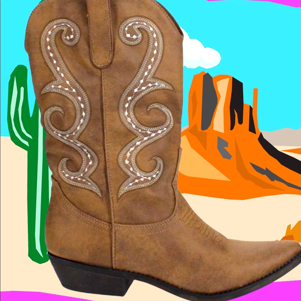 American Rag Womens Dawn Almond Toe Mid-Calf Cowboy Boots Size 7.5